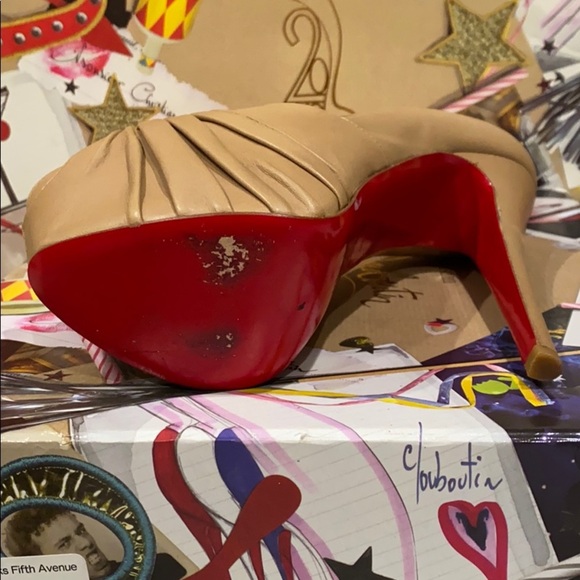 Christian Louboutin Lady Gres 20th Anniversary Tan Platform Heels - 38.5 - Picture 7 of 9